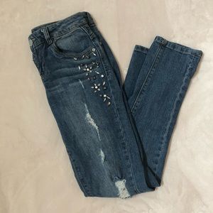 Democracy Boyfriend Distressed Jewel Jeans Size 0